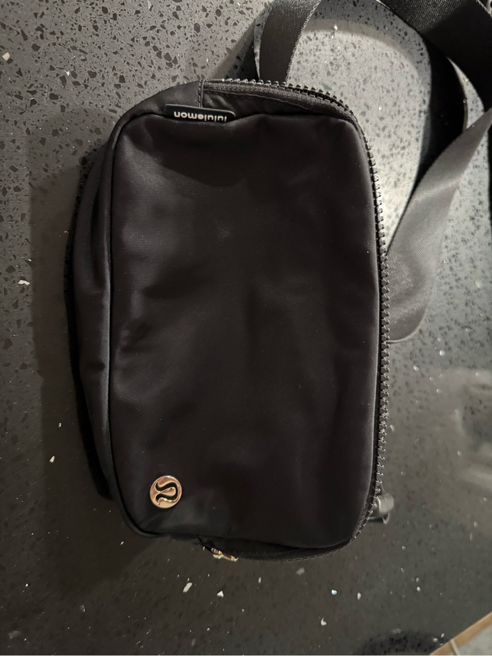 lululemon athletica Black Crossbody Belt Bag with Gold Logo